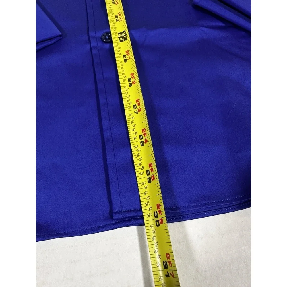 Morcouture Mens Royal Blue‎ High Collar French Cuff Dress Shirt Hidden Placket